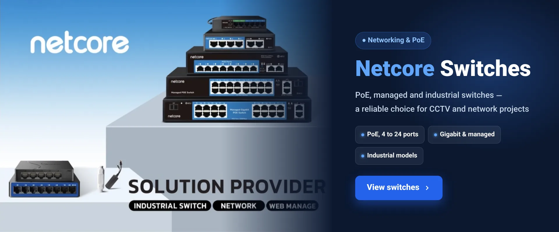 Netcore switches - PoE, managed and industrial network switches